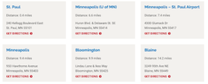 Listings of nearby bus stops.
