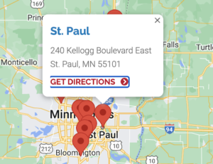 Saint Paul, MN bus stop location.