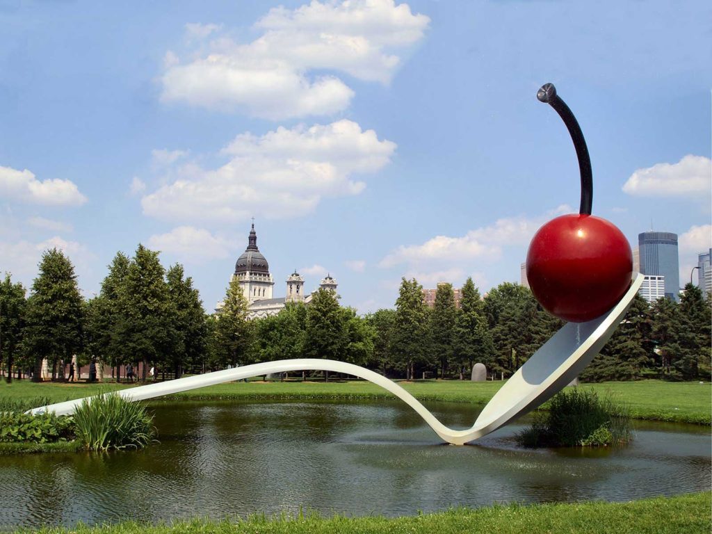 Cherry on spoon sculpture in Minneapolis