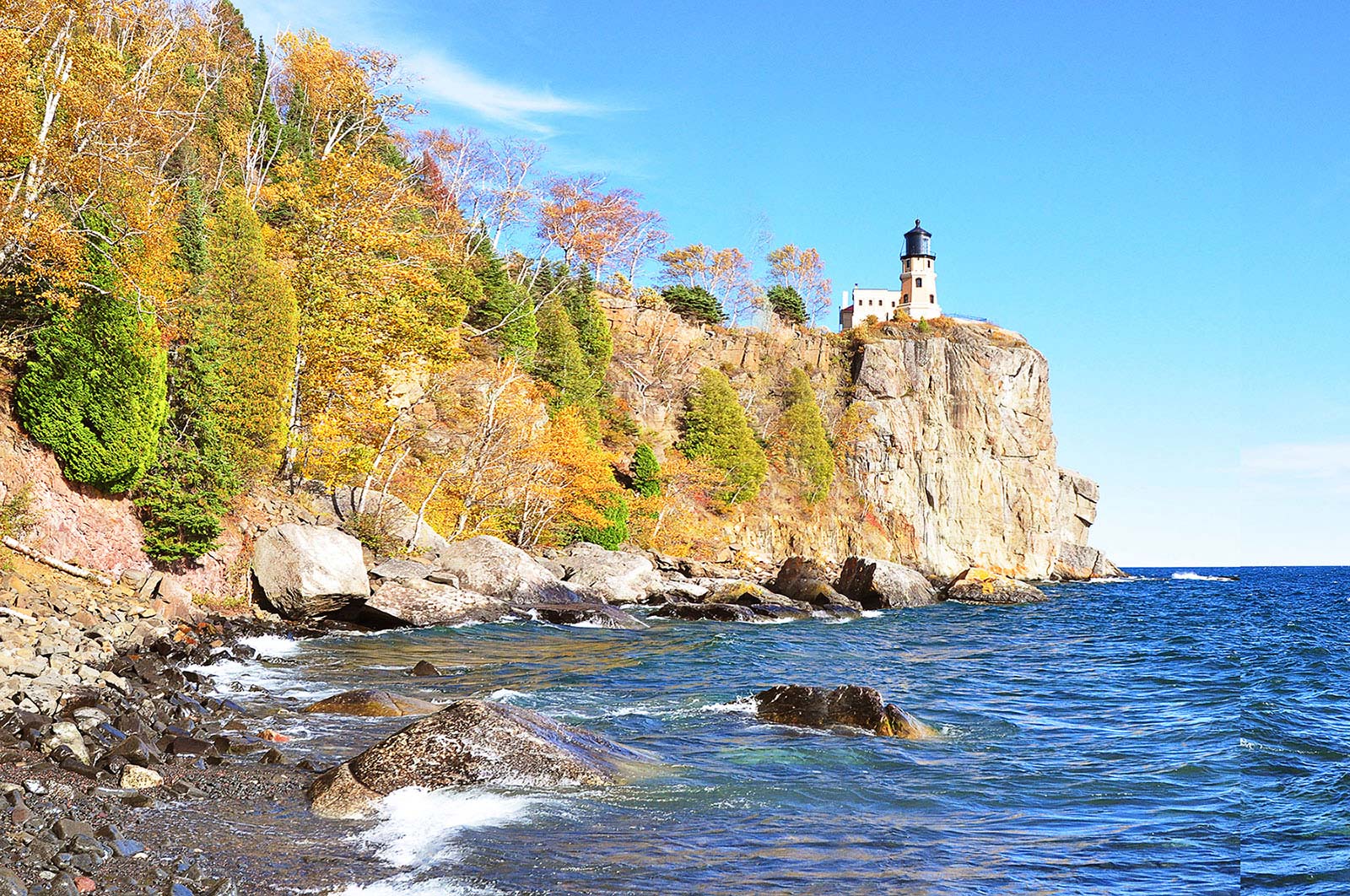 Split Rock lighthouse from Lake Superior
