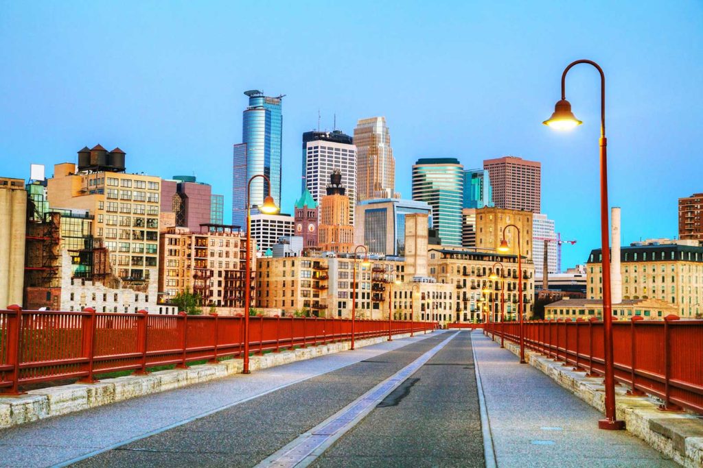 Minneapolis Stone Arch Bridge during Evening