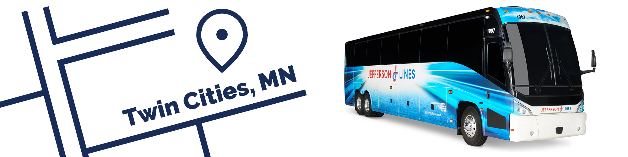 college connection banner for Jefferson Lines buses going to University of Minnesota - Twin Cities