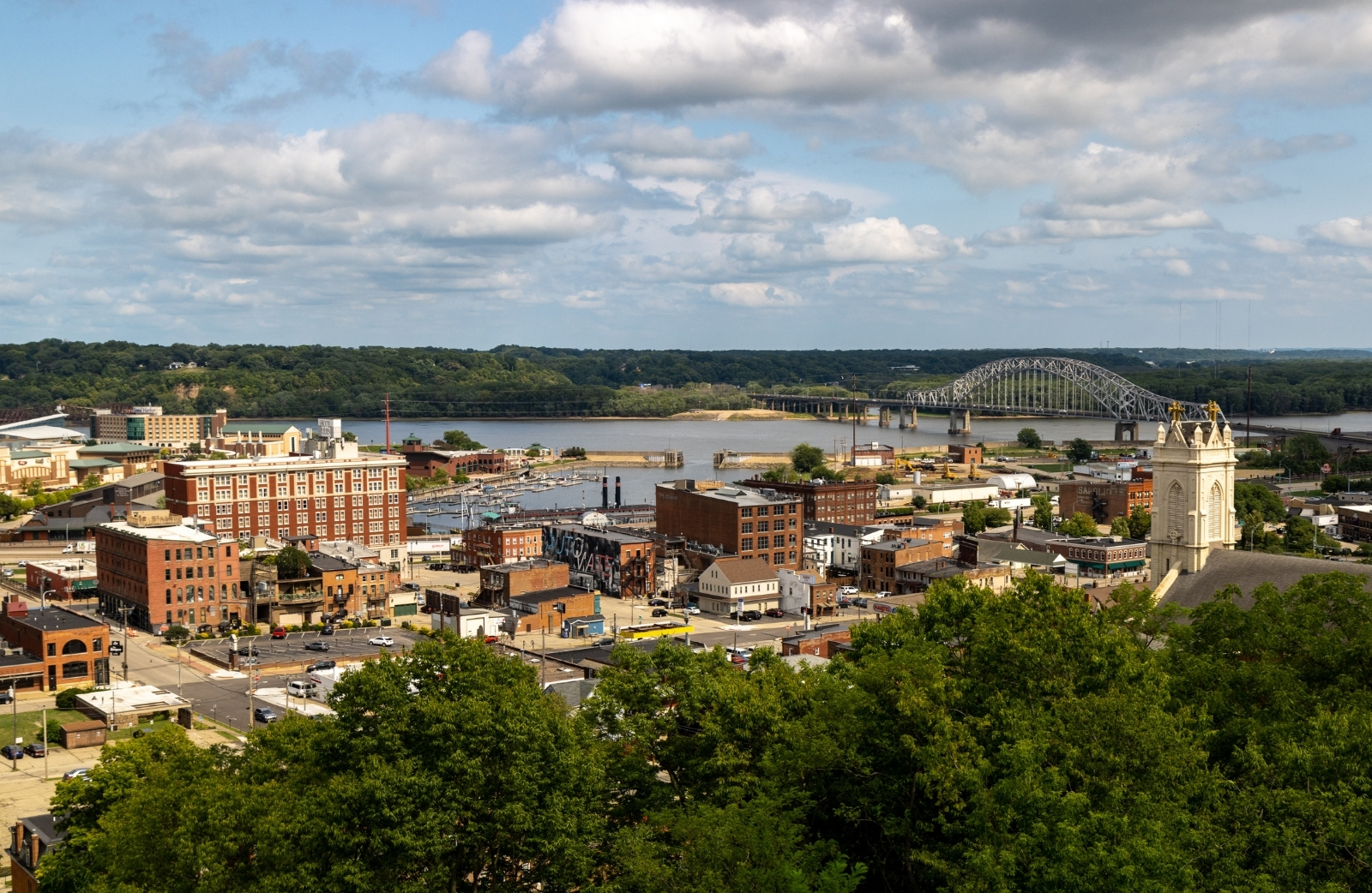 Far shot of downtown Dubuque.