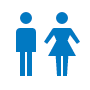 Onboard restroom icon - restrooms are available on each Jefferson Lines bus
